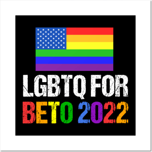 LGBTQ for Beto 2022 Rainbow Flag Posters and Art